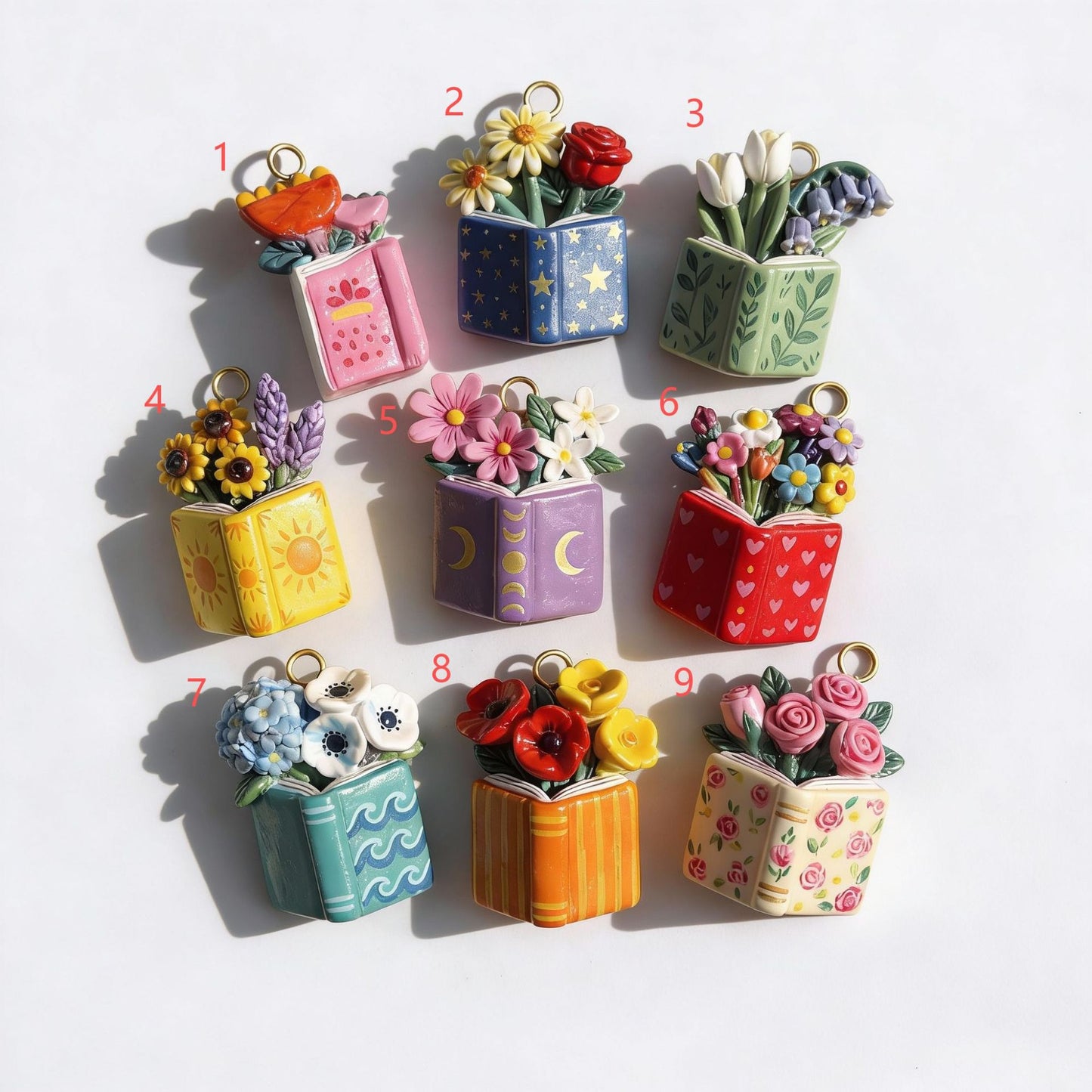 Necklace/Bracelet Pendant <Flowers and Books>
