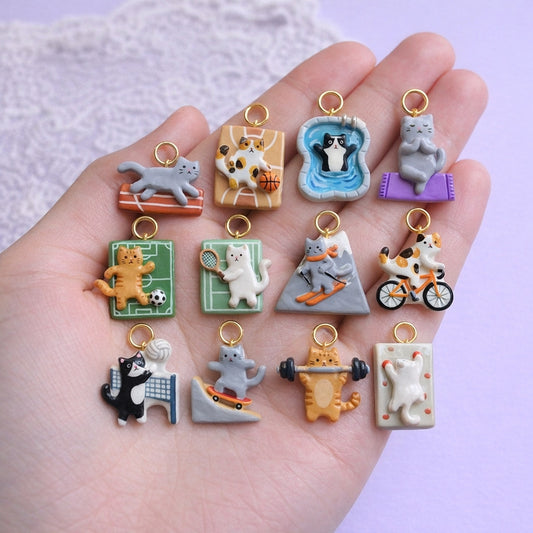 Necklace/Bracelet Pendant <Mini Athletic Cat Charm Series>