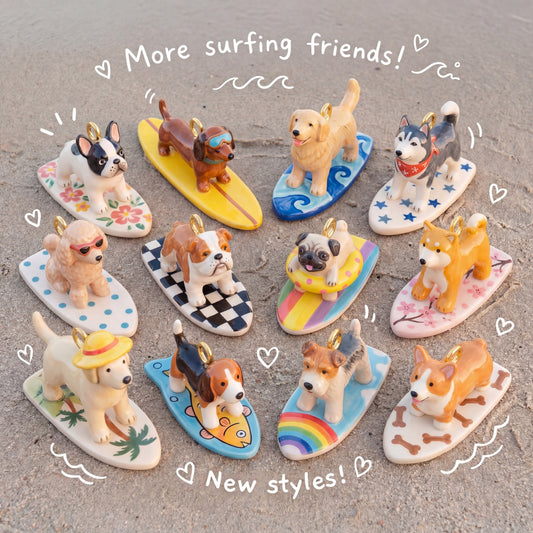 Necklace/Bracelet Pendant <Lovely Surfing Puppies>