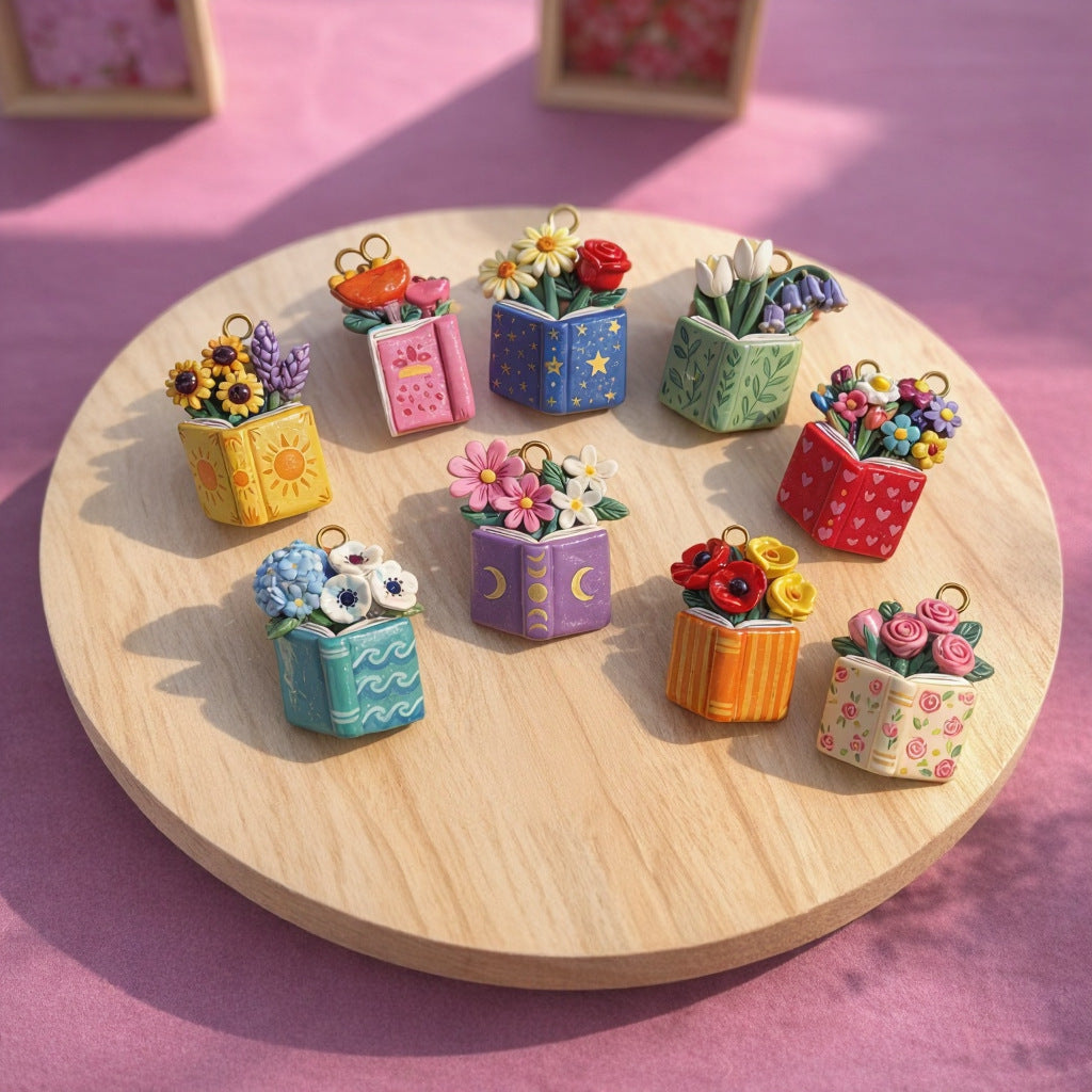 Necklace/Bracelet Pendant <Flowers and Books>