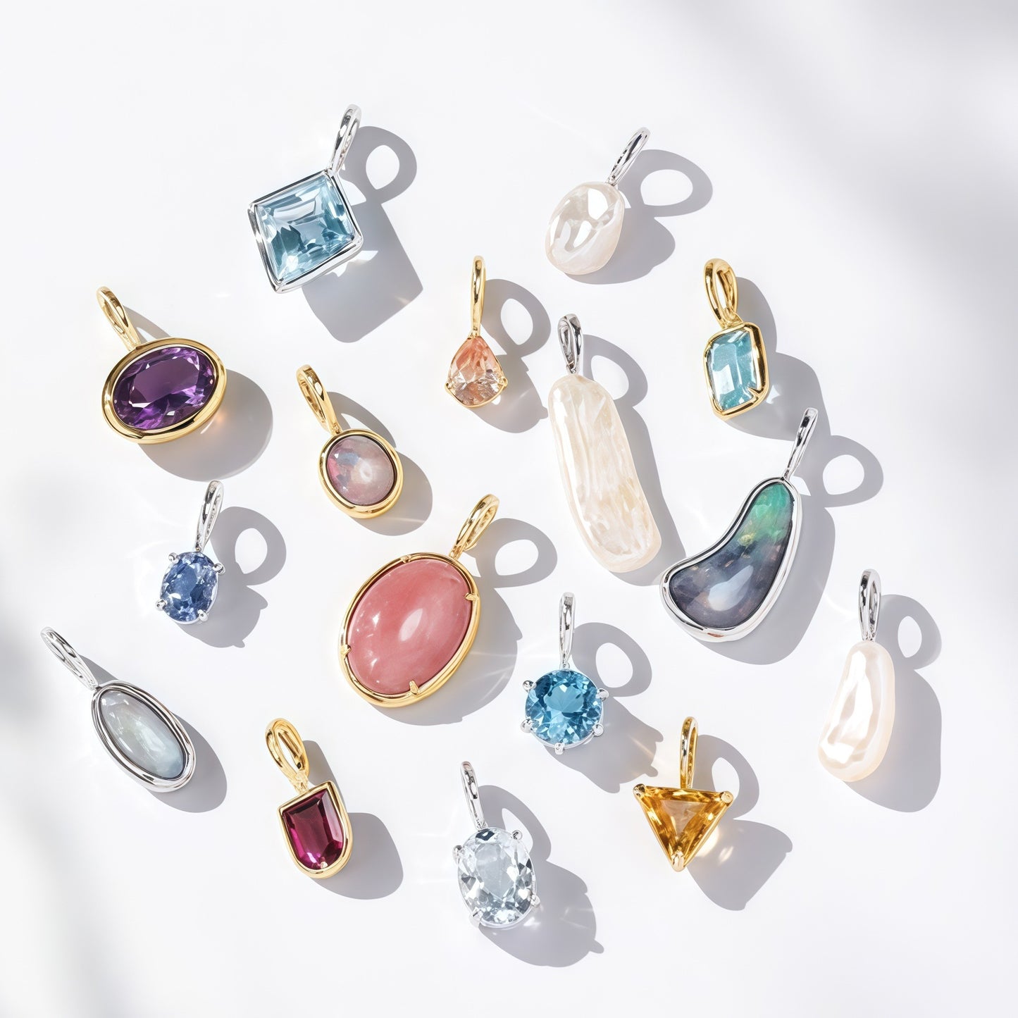 Mixed Shape Pendant Charms <Colorful Gemstone Pendant>