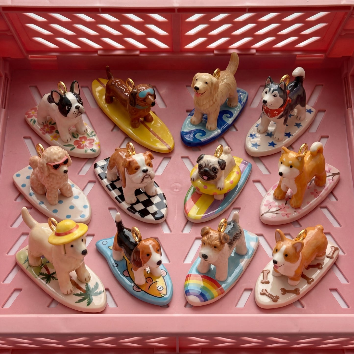 Necklace/Bracelet Pendant <Lovely Surfing Puppies>