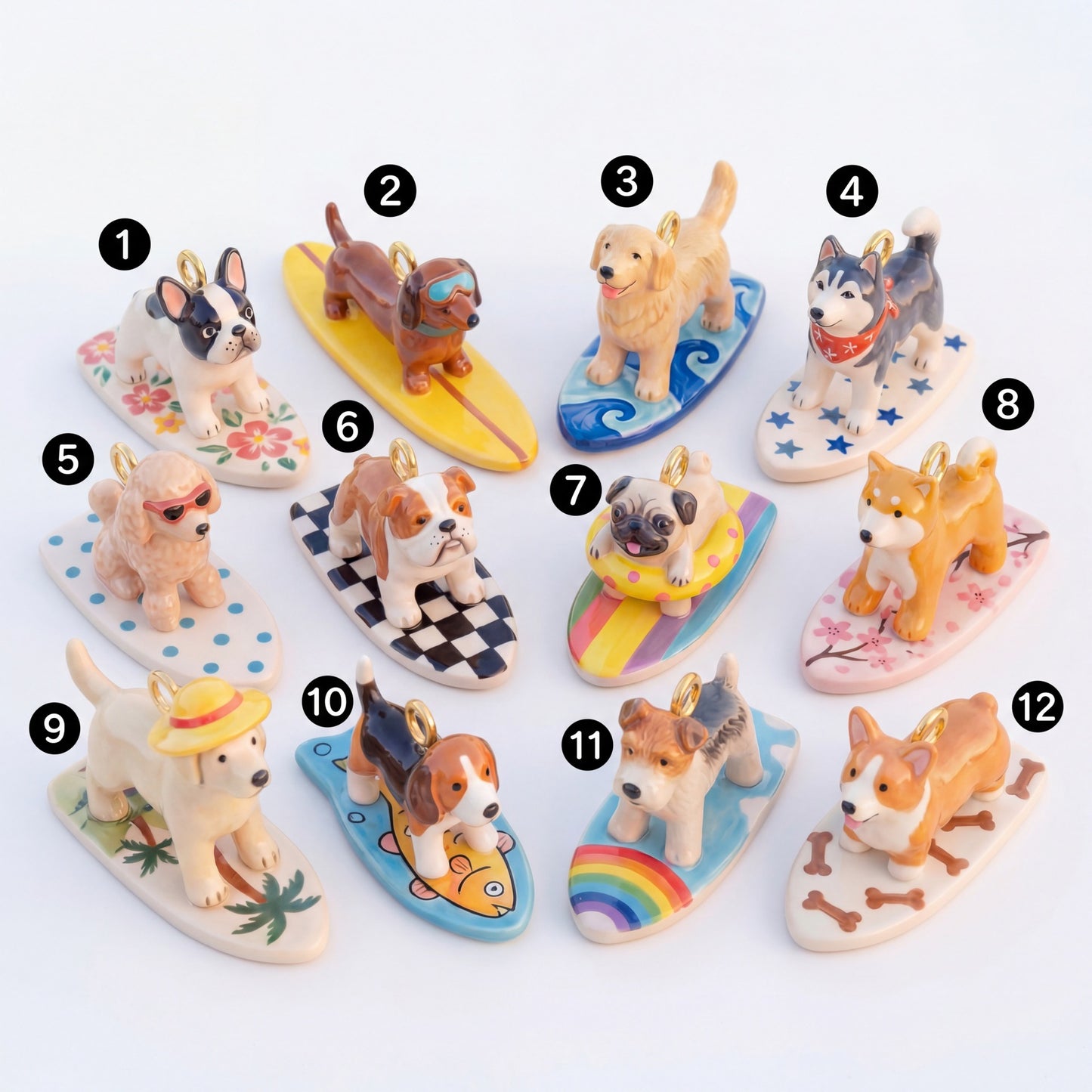 Necklace/Bracelet Pendant <Lovely Surfing Puppies>