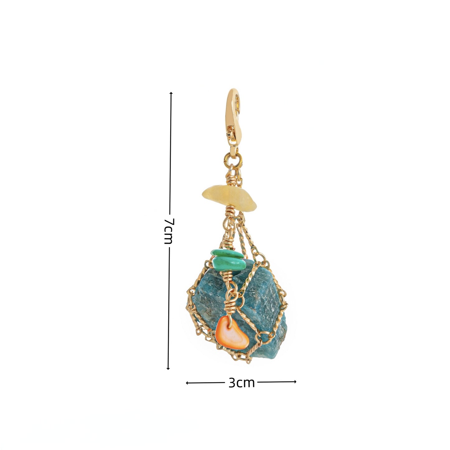 Wire-Wrapped Raw Stone Charm – Bohemian Crystal Pendant