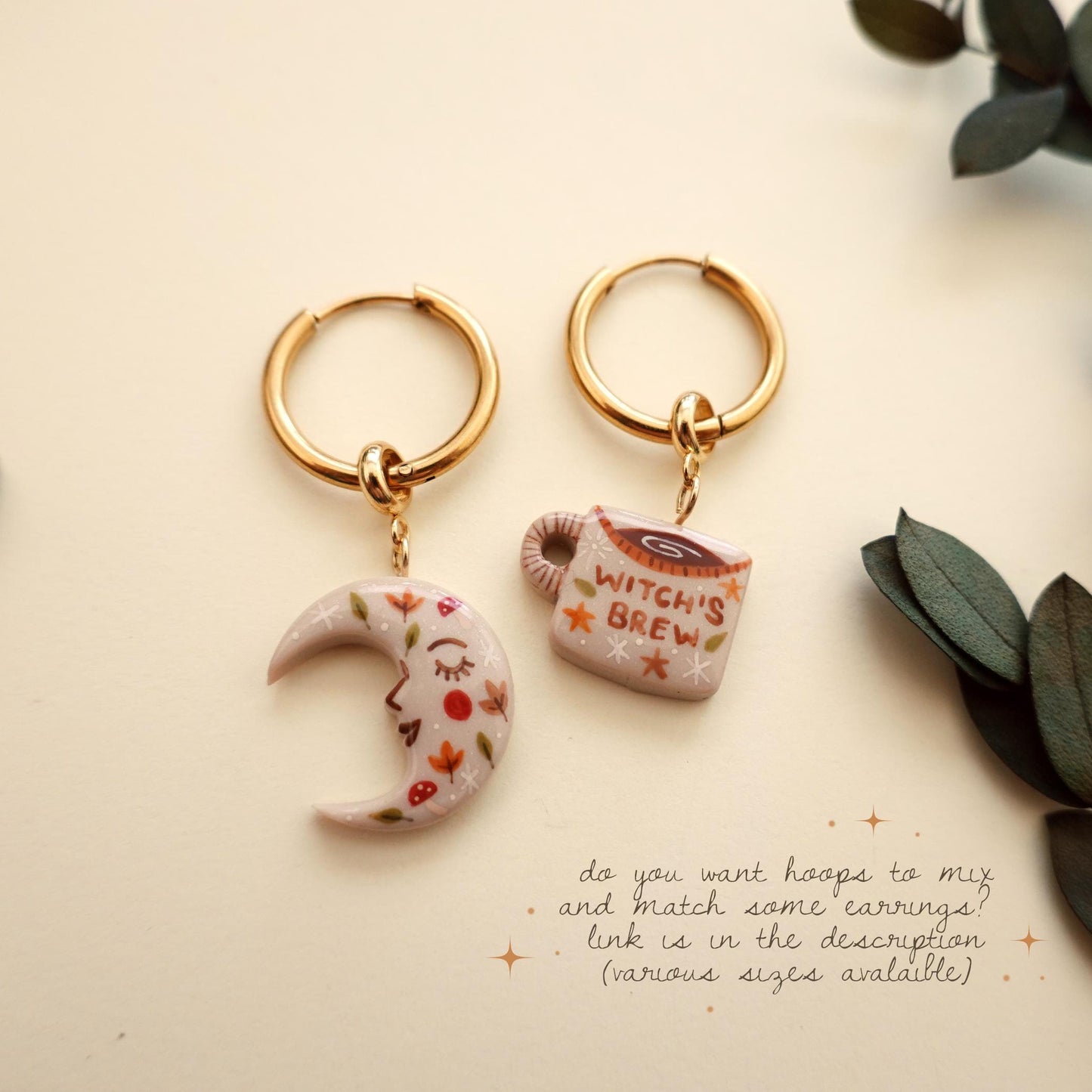Witchy Autumn Charm Collection – Pumpkin, Moon, Mushroom & Spell DIY Pendants