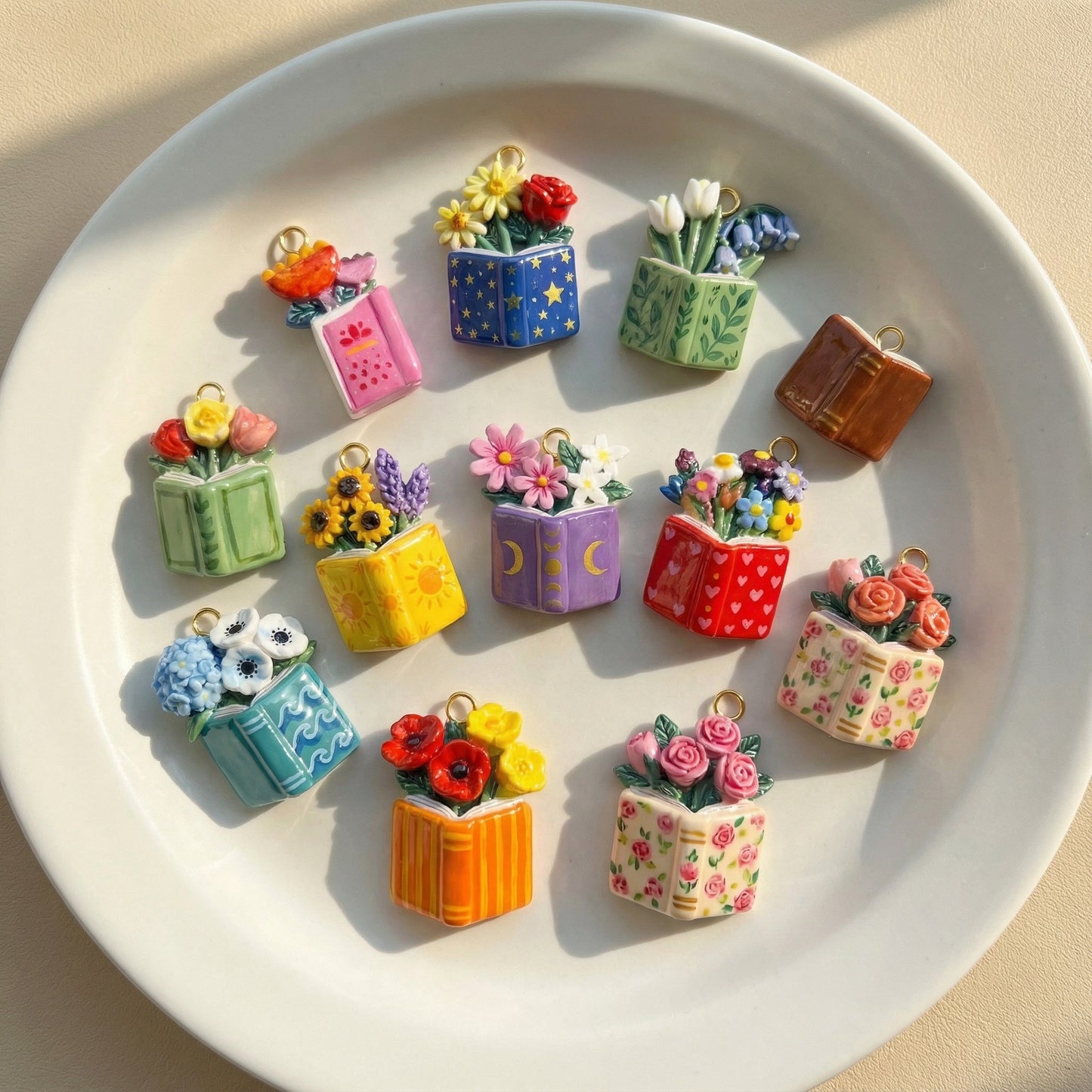 Necklace/Bracelet Pendant <Flowers and Books>