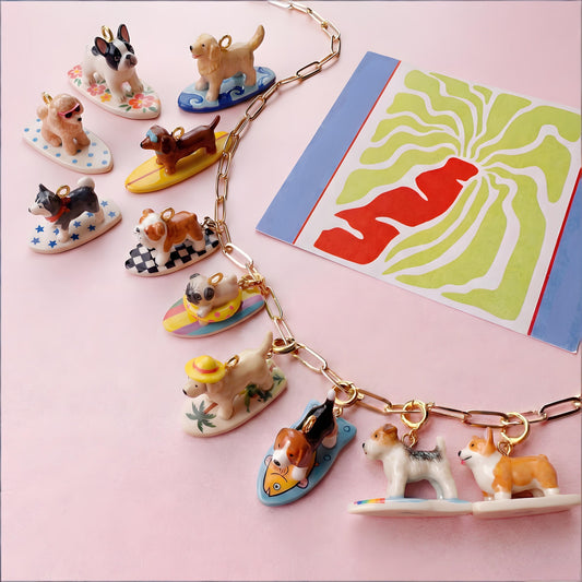 Necklace/Bracelet Pendant <Lovely Surfing Puppies>