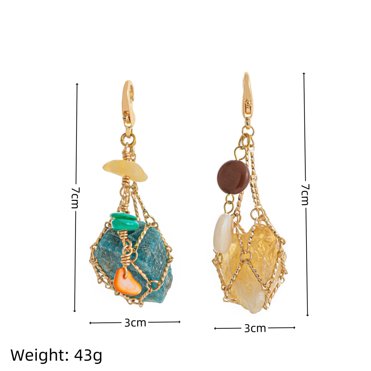 Wire-Wrapped Raw Stone Charm – Bohemian Crystal Pendant